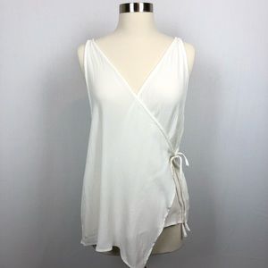 TOBI white side tie racerback wrap sleeveless top
